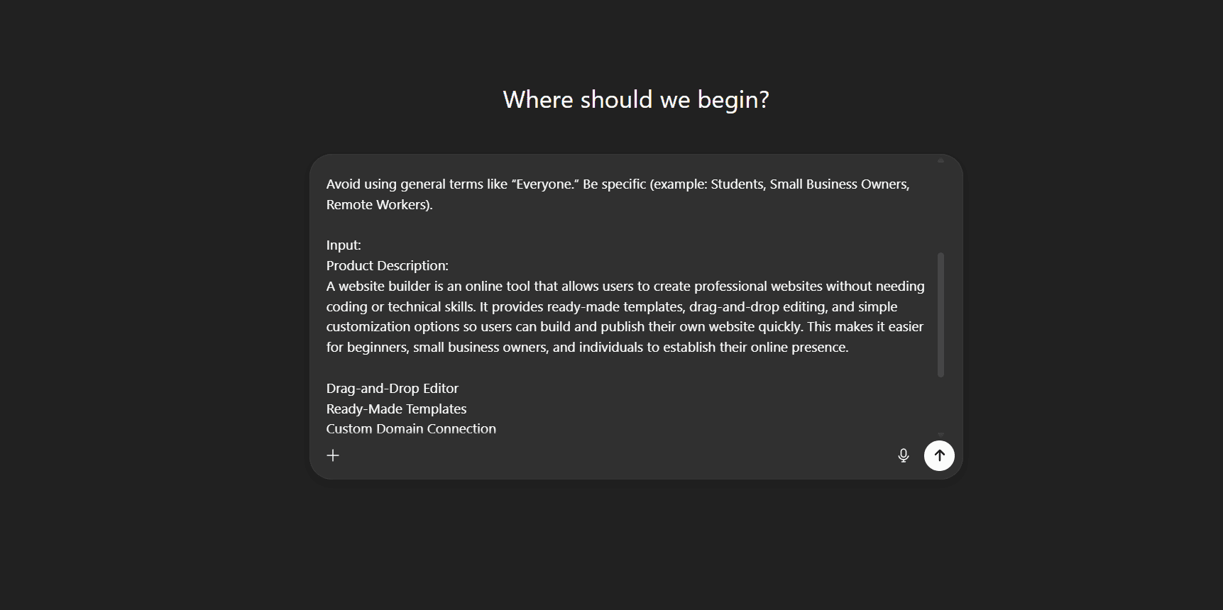 ChatGPT prompt for identifying audience segments in market research for digital marketing beginners