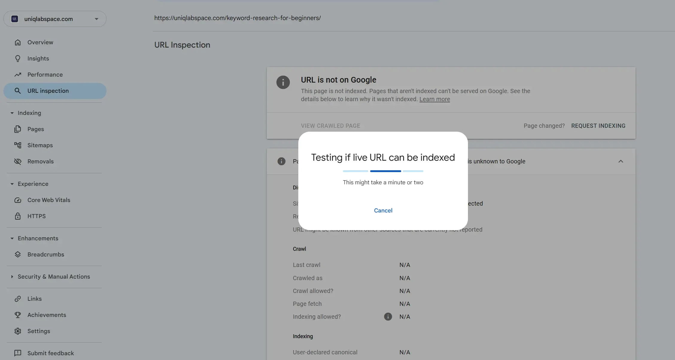 Website not ranking test